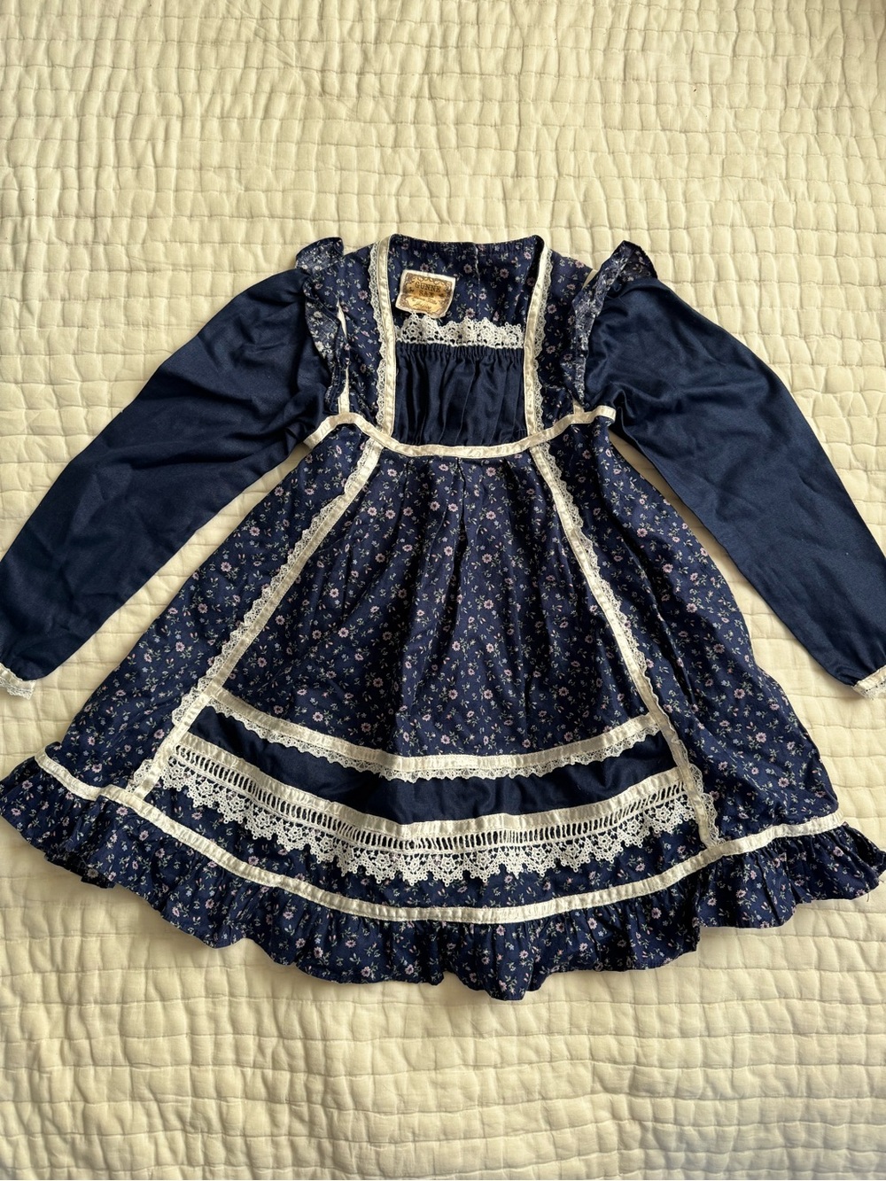 VTG Gunne Sax Girls Dress Calico Floral Prairie Pinafore 3t/4t Cottagecore